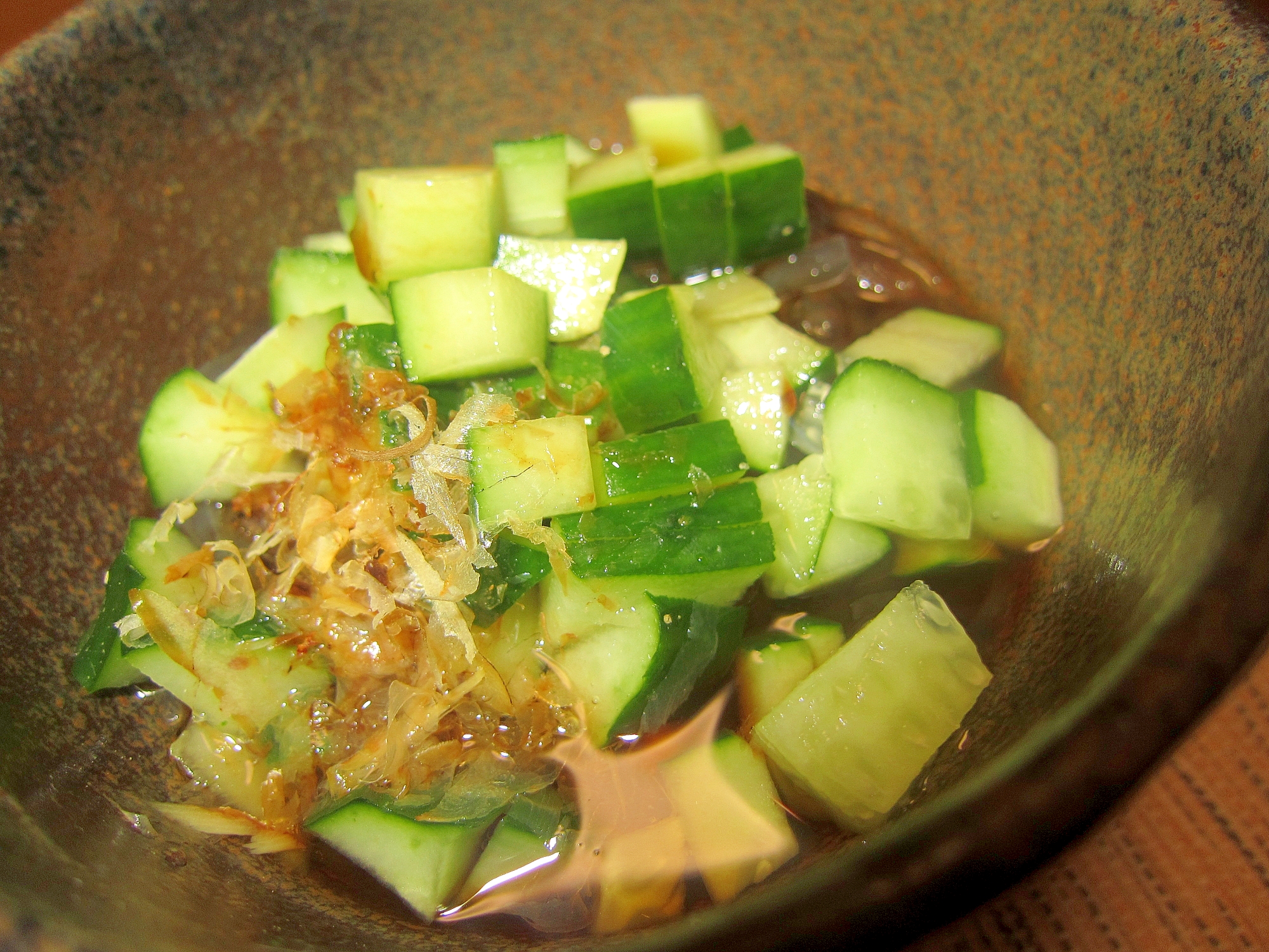 鰯節ところてんと胡瓜サラダグリル