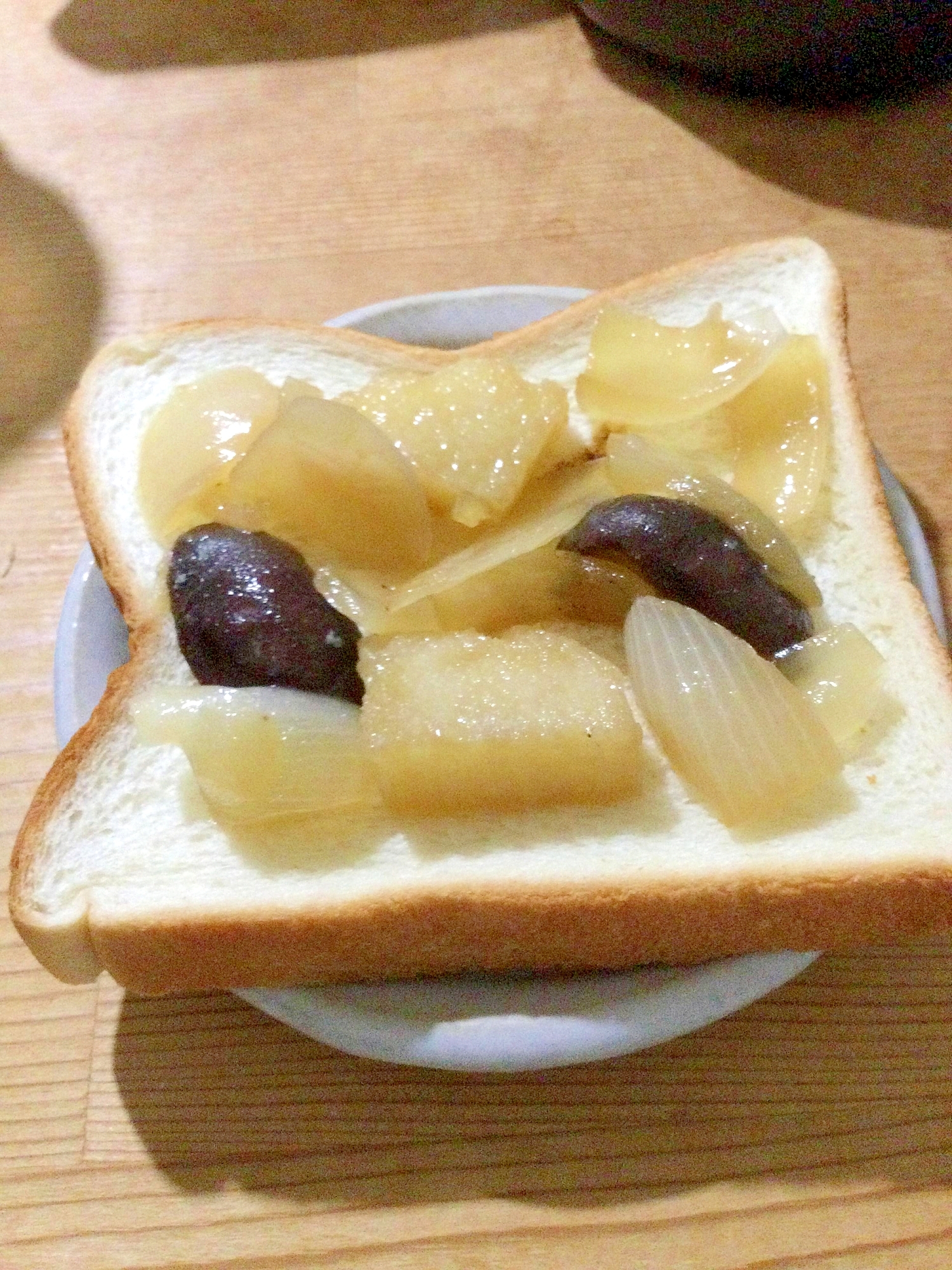 長芋玉ねぎ椎茸オープンサンド♪