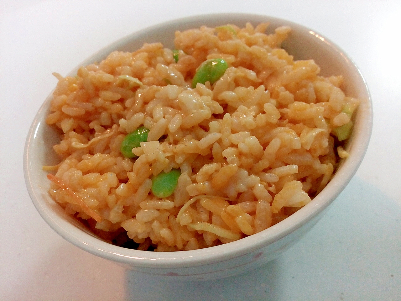 卵黄と千切り野菜と枝豆の混ぜご飯