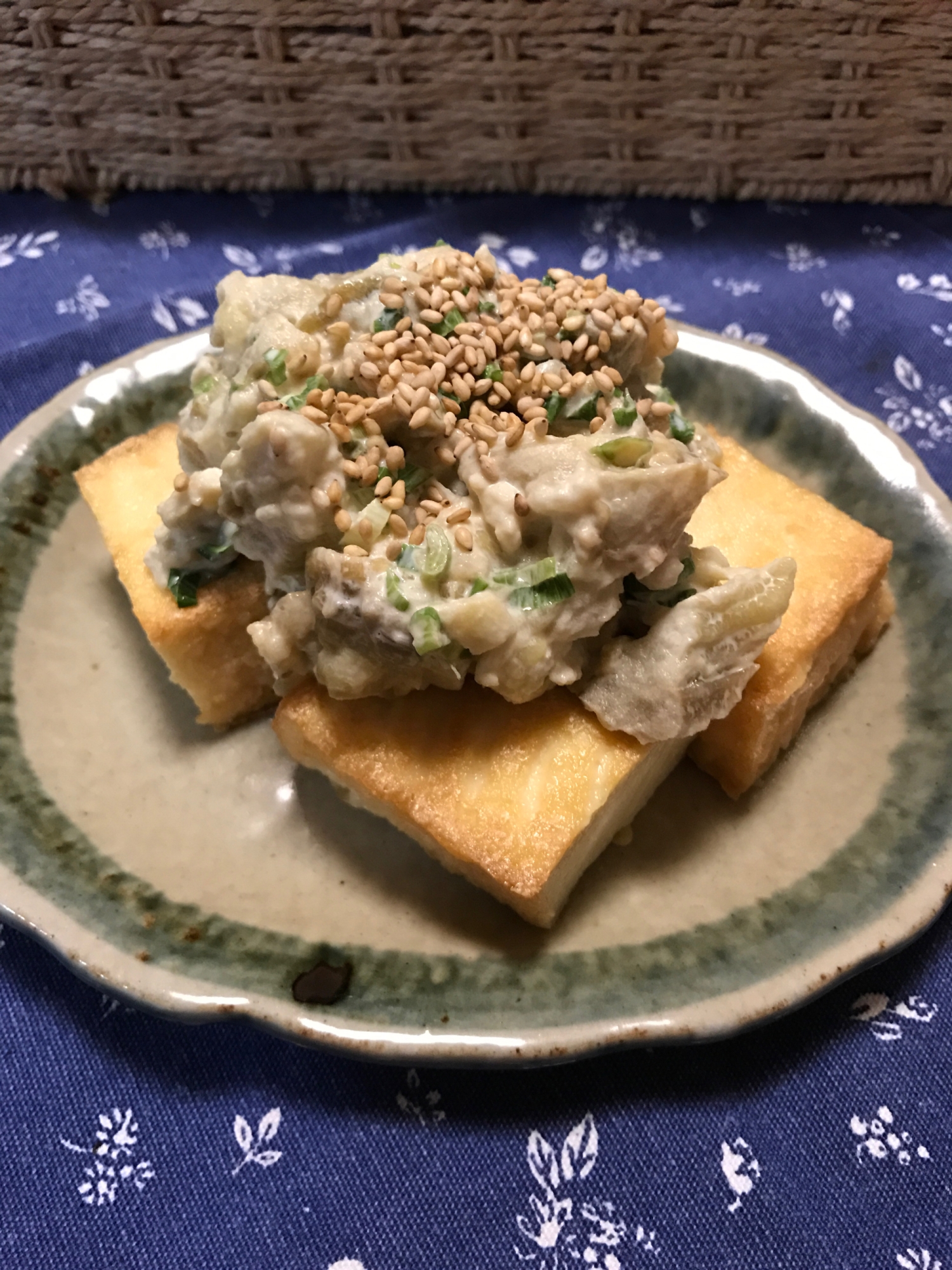 厚揚げのソテー焼きなすマヨソースがけ