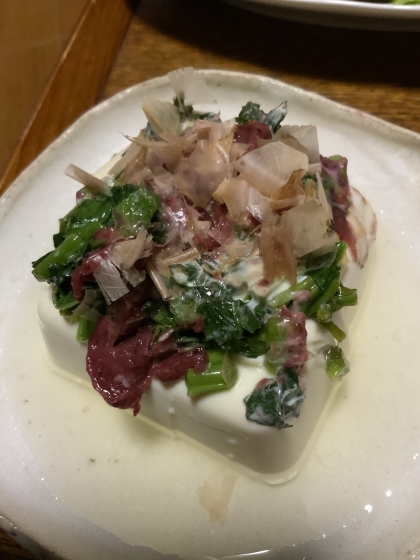 モロヘイヤとお豆腐でねばねば冷奴