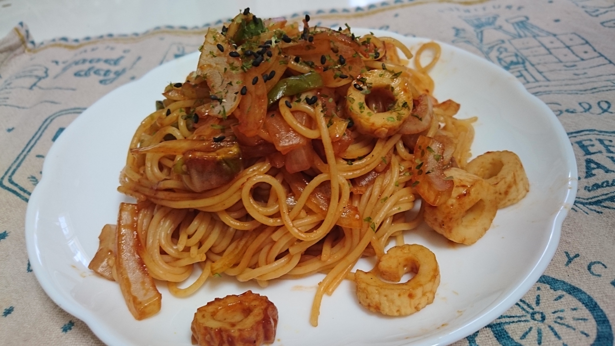 ◎ころころちくわのソースパスタ◎