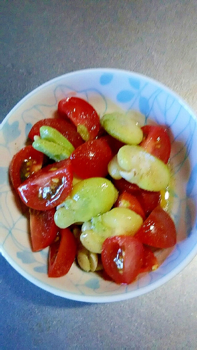 空豆とミニトマトのマリネ