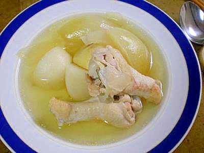 圧力鍋でかぶと鶏肉の昆布だしスープ
