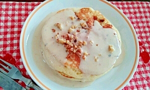 バナナ入りパンケーキ ココナッツソース添え レシピ 作り方 By たーやママ 楽天レシピ バナナ入りパンケーキ ココナッツソース添え レシピ 作り方 By たーやママ 楽天レシピ