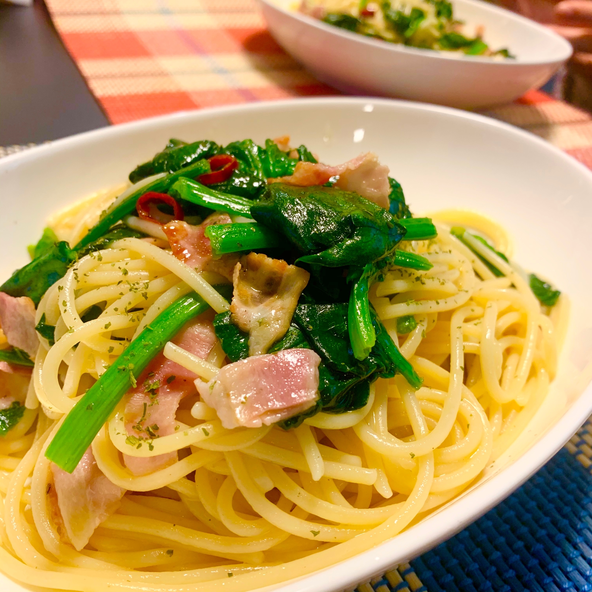 基本だけどこれが一番 ほうれん草ペペロンチーノ レシピ 作り方 By あさぎ 楽天レシピ