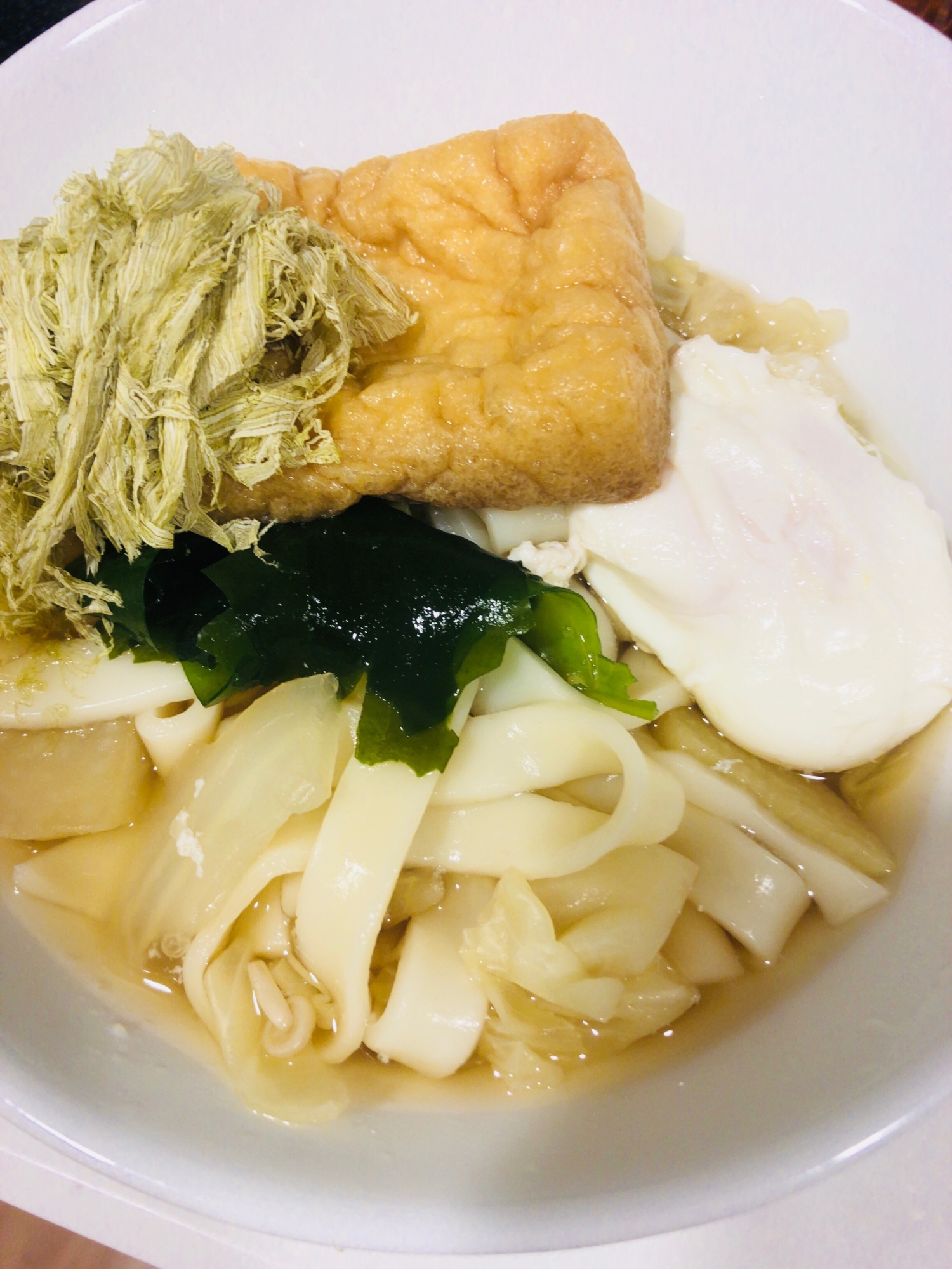 茅乃舎だしで きつね 月見 わかめとろろ昆布うどん レシピ 作り方 By Noa 1021 楽天レシピ