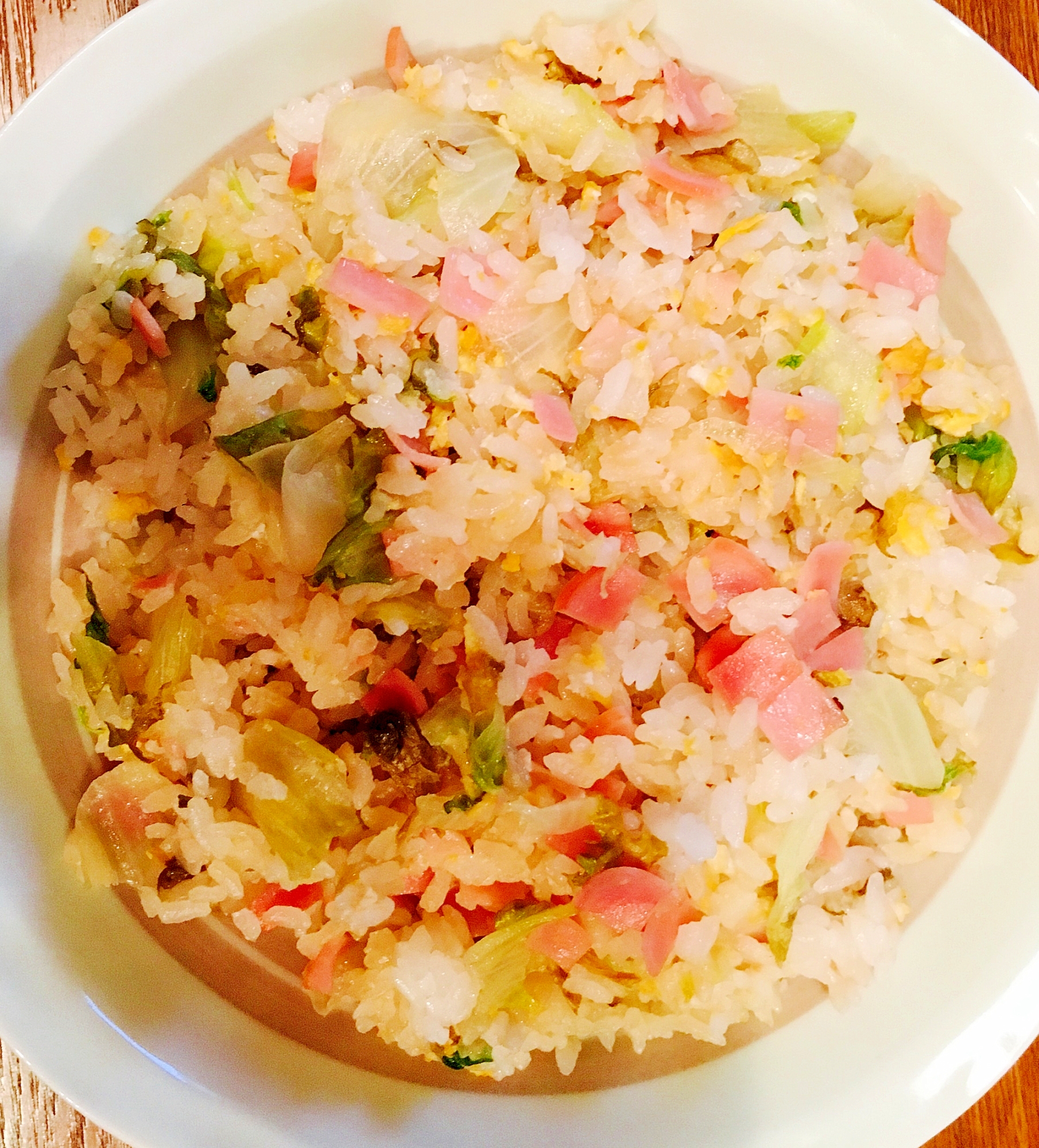 ハムとレタスの和風チャーハン