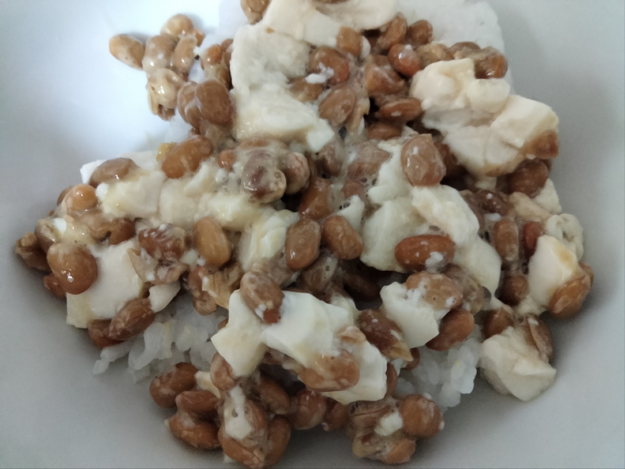 絹こし豆腐 混ぜ 納豆 丼