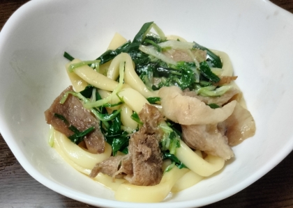 水菜たっぷり☆水菜と豚肉の焼きうどん