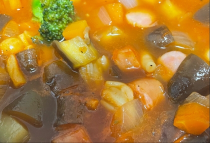 寒い日には！根菜と大豆のミネストローネ☆