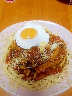 カレー卵パスタ