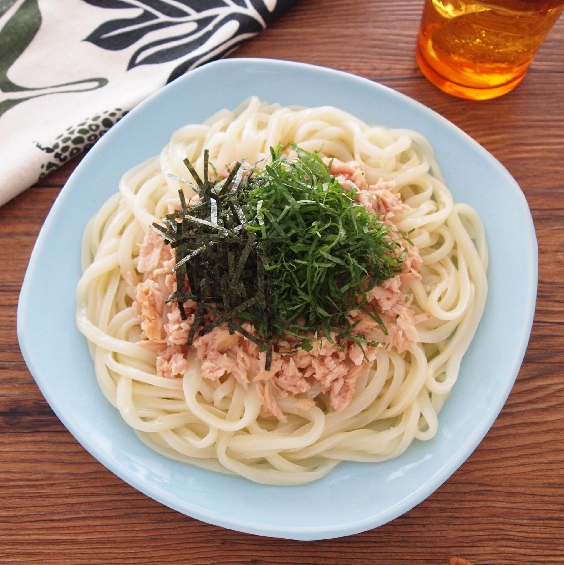 ツナと大葉の冷製パスタ風うどん