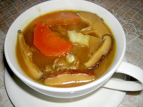 椎茸入りカレースープ