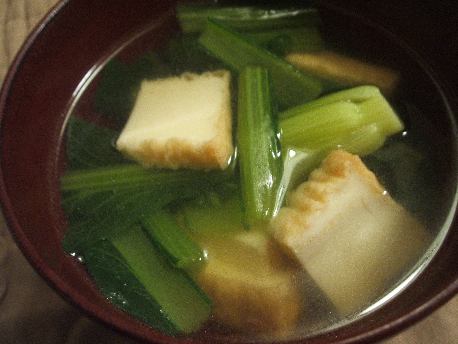 小松菜と厚揚げの和風スープ
