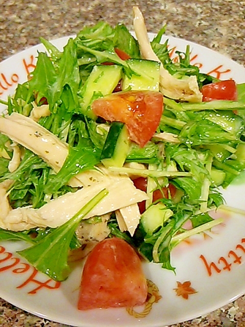 トマトと水菜のチキンサラダ