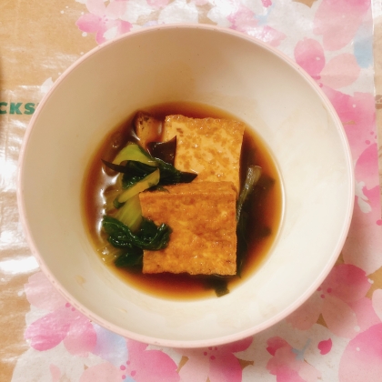 厚揚げと青梗菜としめじの中華餡風煮