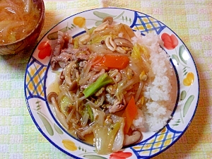 たっぷりお野菜の中華丼♪