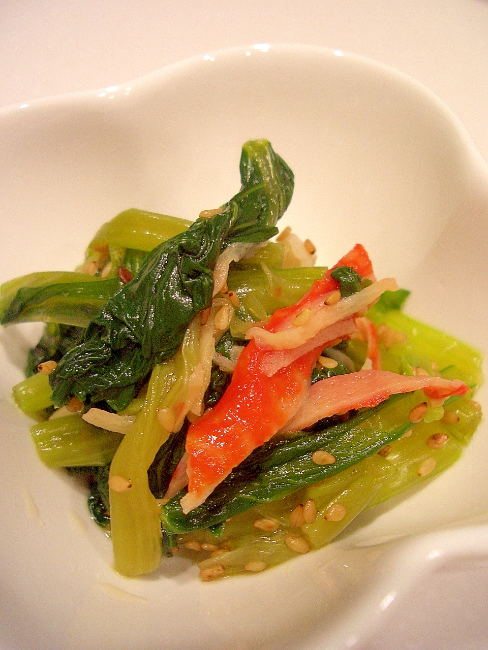 小松菜とカニカマの簡単和え物