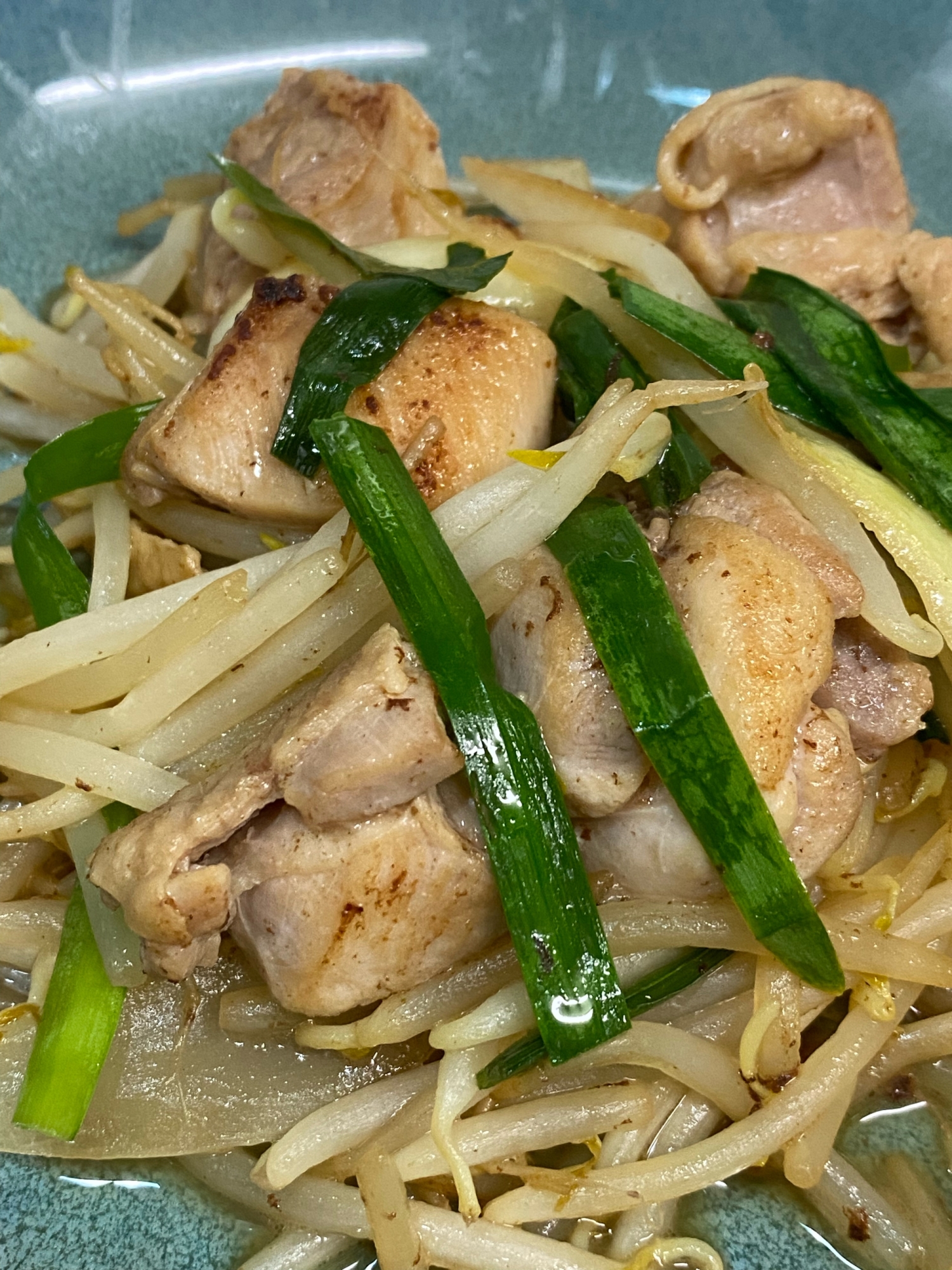 もやしと鶏肉のポン酢炒め