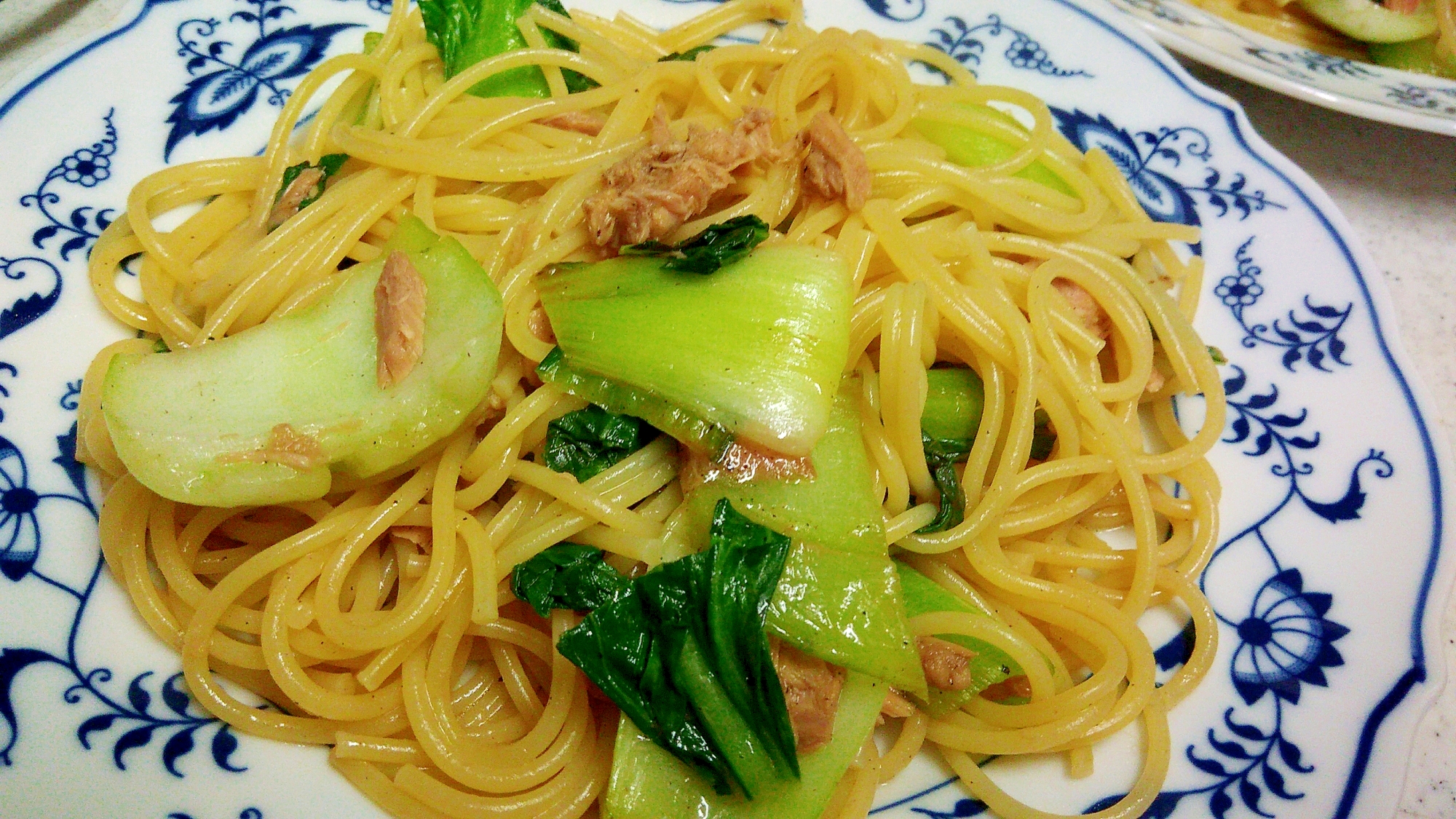 青梗菜とツナのパスタ