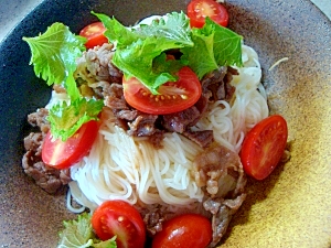 牛肉のしぐれ煮トマトそうめん