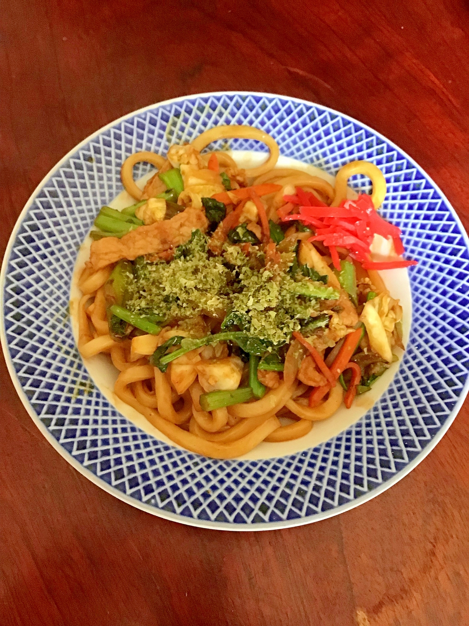 豚とカラシ菜のソース焼うどん。