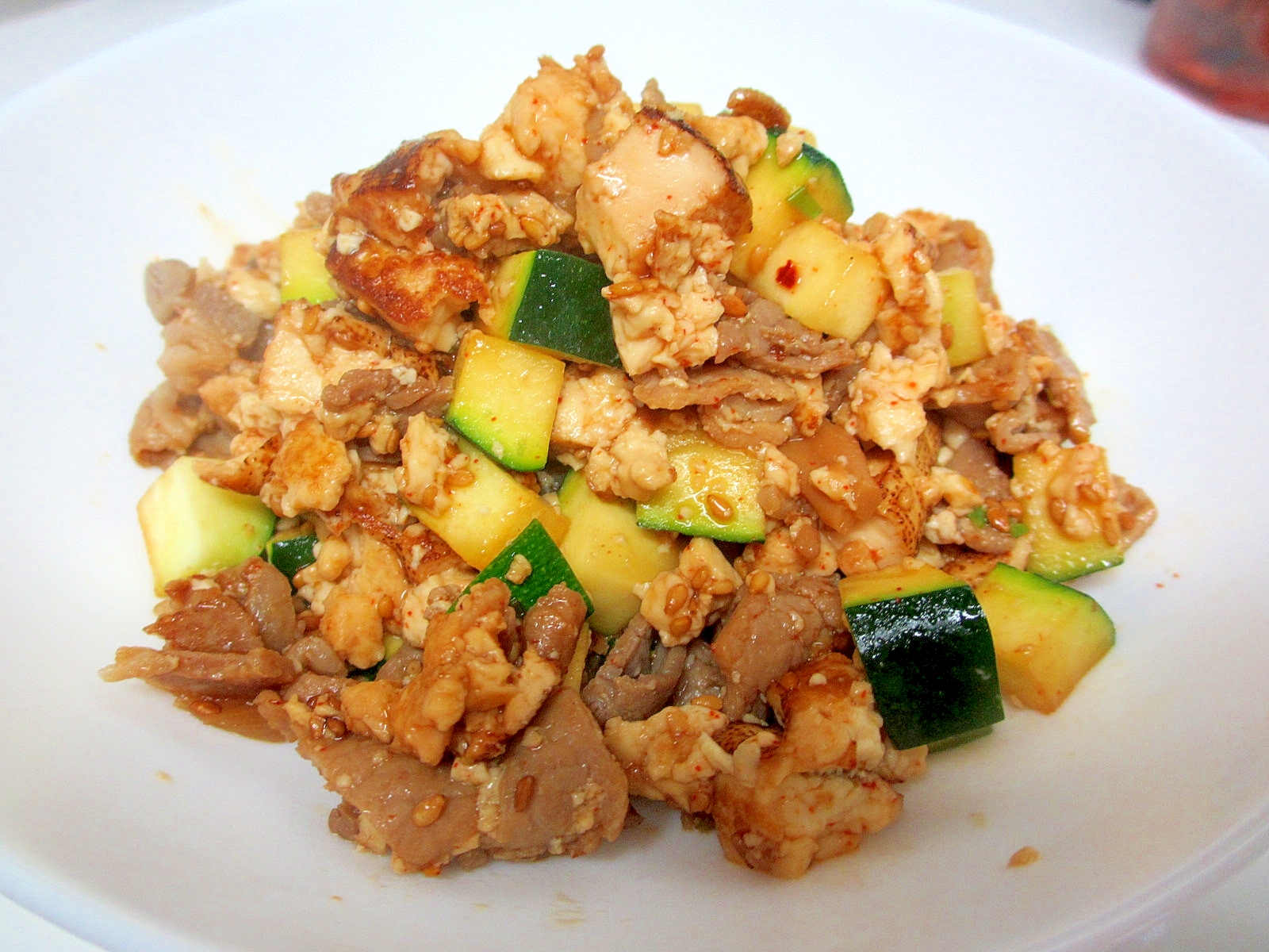 豚肉 豆腐 ズッキーニのタレマヨ炒め レシピ 作り方 By Mococo05 楽天レシピ