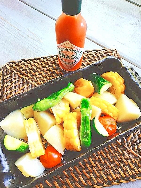 レンジで♪夏野菜のアヒージョ