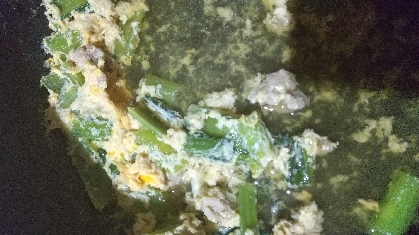 小松菜と卵、おいしかったです。青い野菜が摂りたかったので、作りました