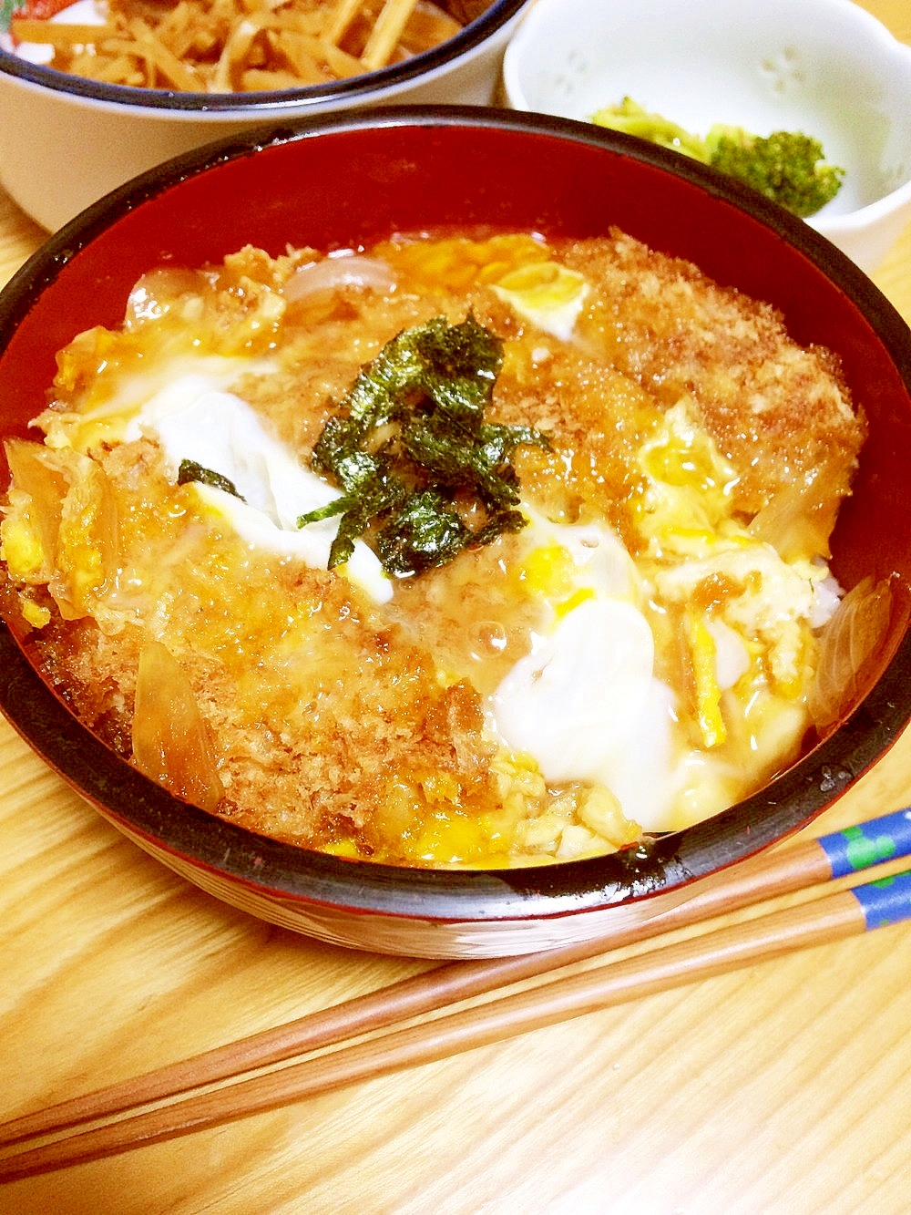 卵は1人1個♪甘めな我が家のカツ丼