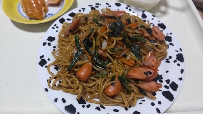 ほうれん草で焼きそば