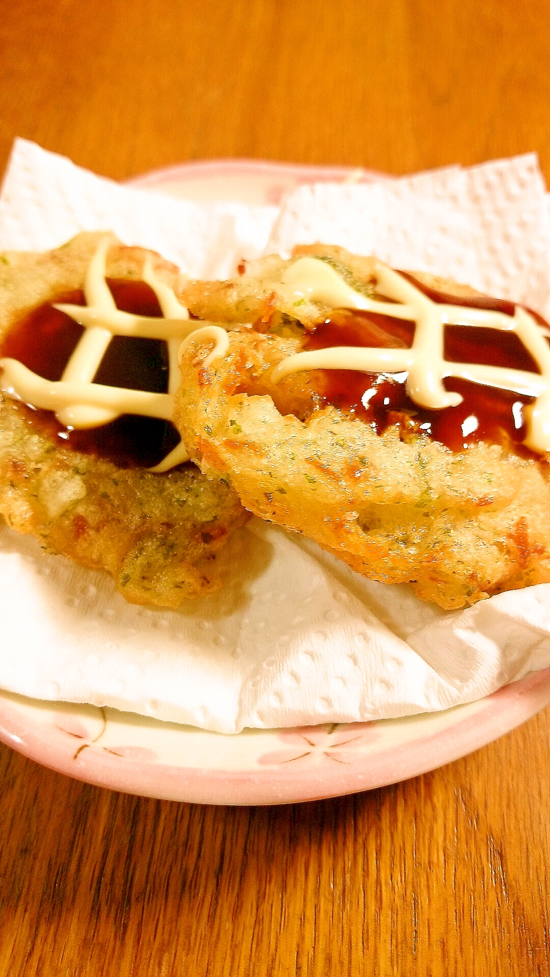 お子様も大好き！お好み焼き風の長芋のすり身あげ