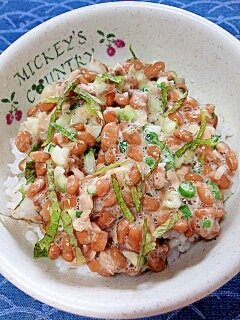 納豆の食べ方-ツナ＆香味野菜♪