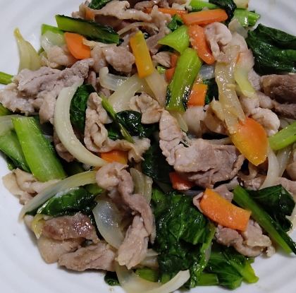 豚肉とキャベツとチンゲン菜のオイスターソース炒め