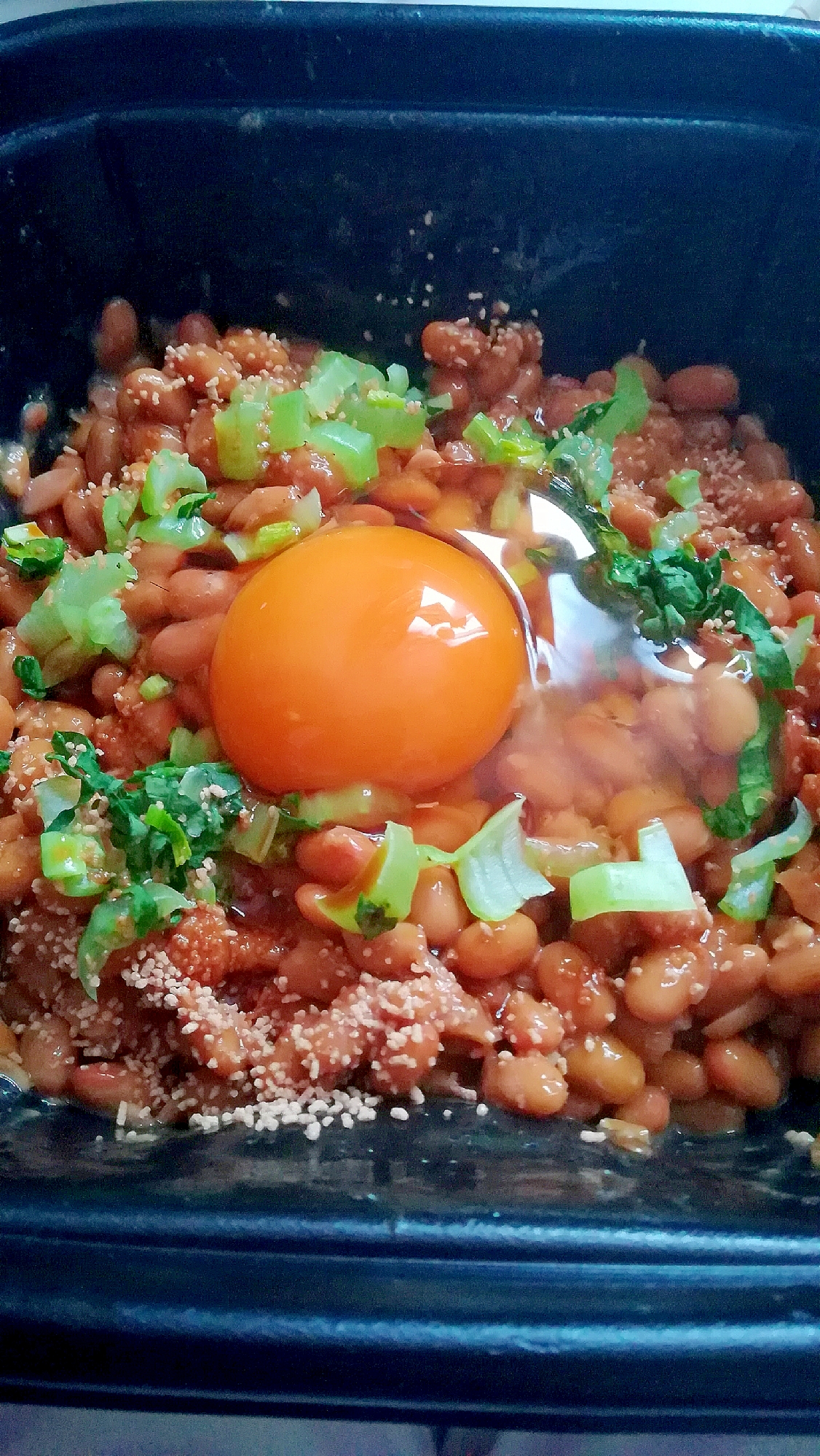 鉄分補給★小松菜と卵入り★アレンジ小粒納豆
