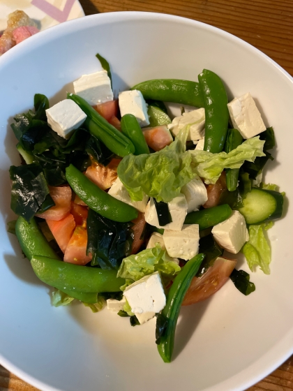 豆腐×レタス×海藻サラダ