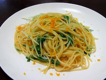 生からすみと水菜のスパゲッティ　タラコスパ版も！