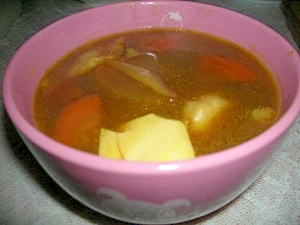 冷凍豚汁の具deカレースープ