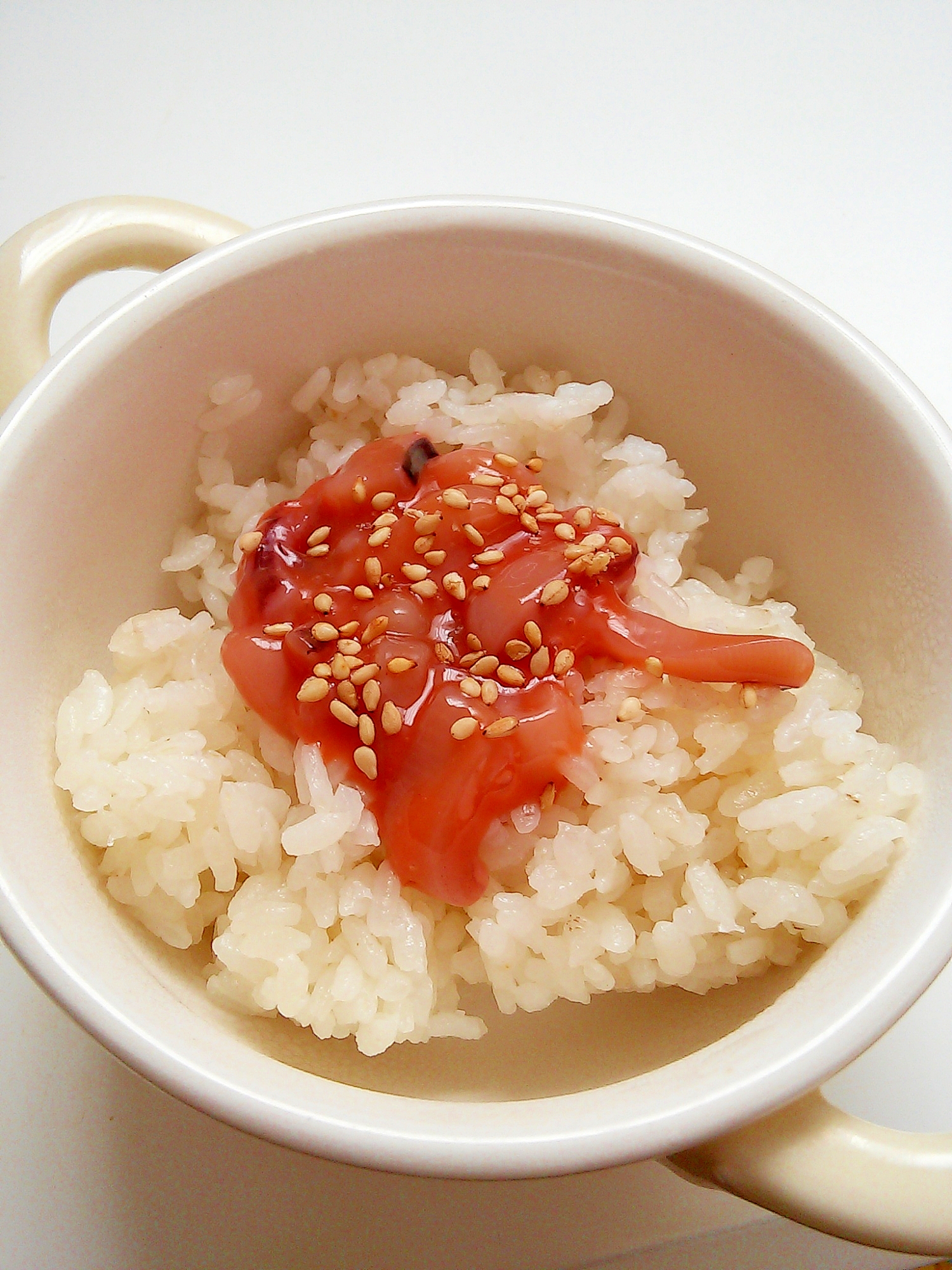 ずぼら飯♪いかの塩辛ご飯♪ごま油風味