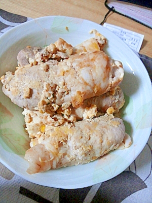 豆腐の豚巻きピカタ