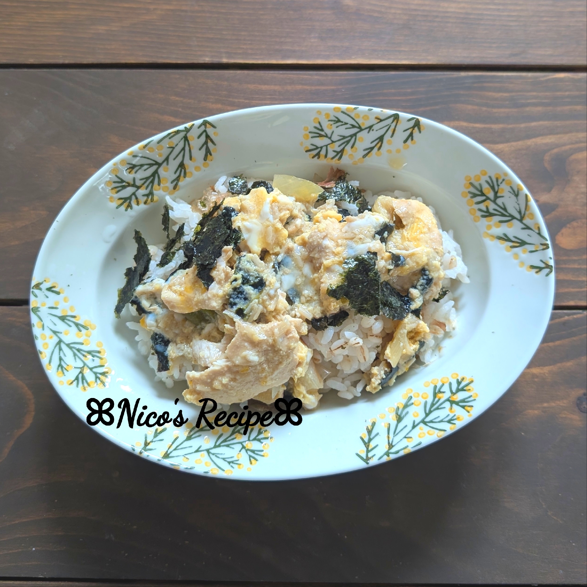 長ネギと海苔の親子丼