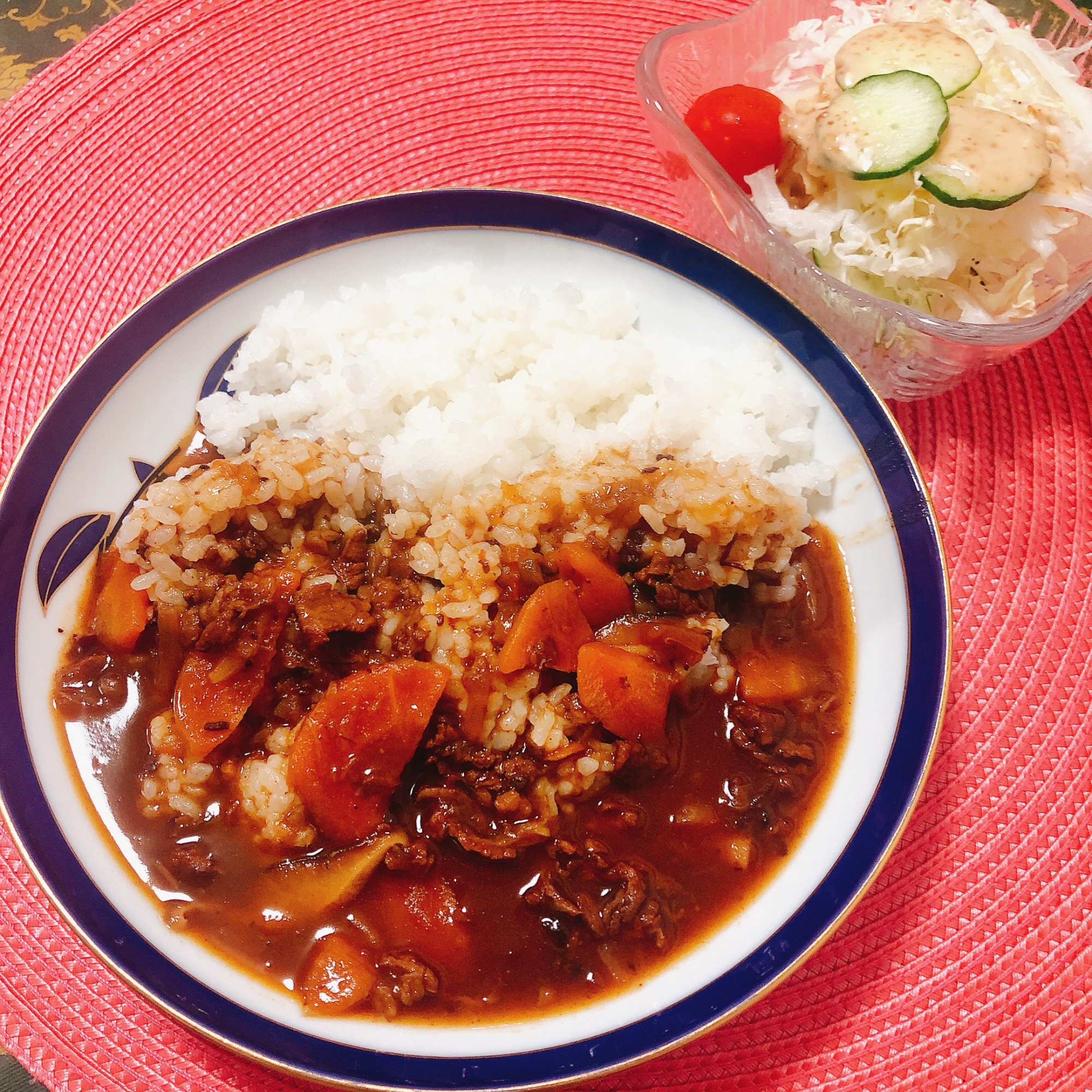 サラダとハヤシライスෆ˚*orカレーライス