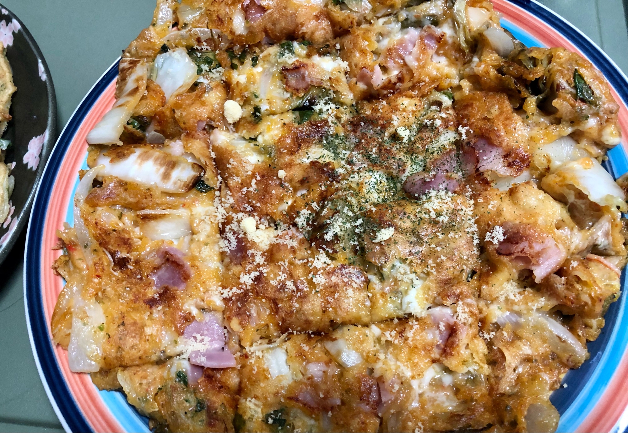 キムチ&大葉入り焼き鳥チヂミ♪焼き鳥缶詰を使って