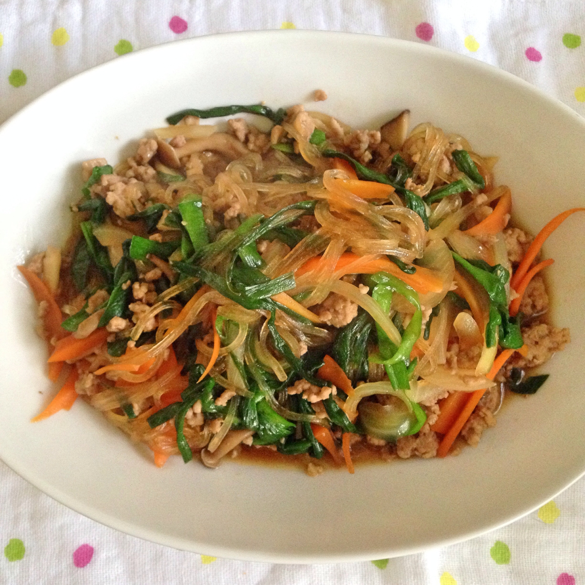 豚肉とマロニーでチャプチェ レシピ 作り方 By 00a Chan00 楽天レシピ