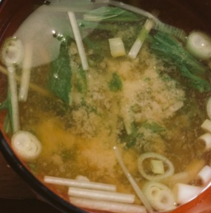 ｡*◇お麩と水菜の味噌汁◇*。