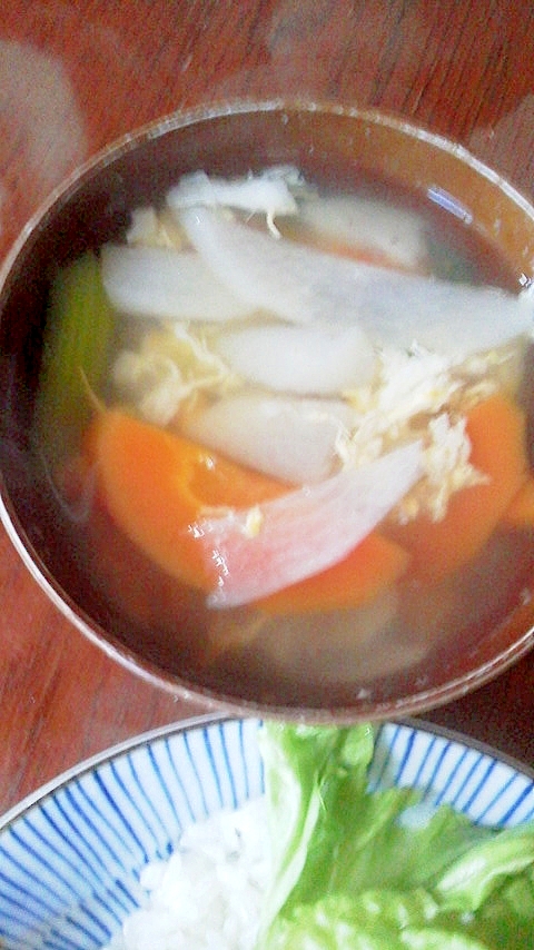 残り野菜で中華スープ