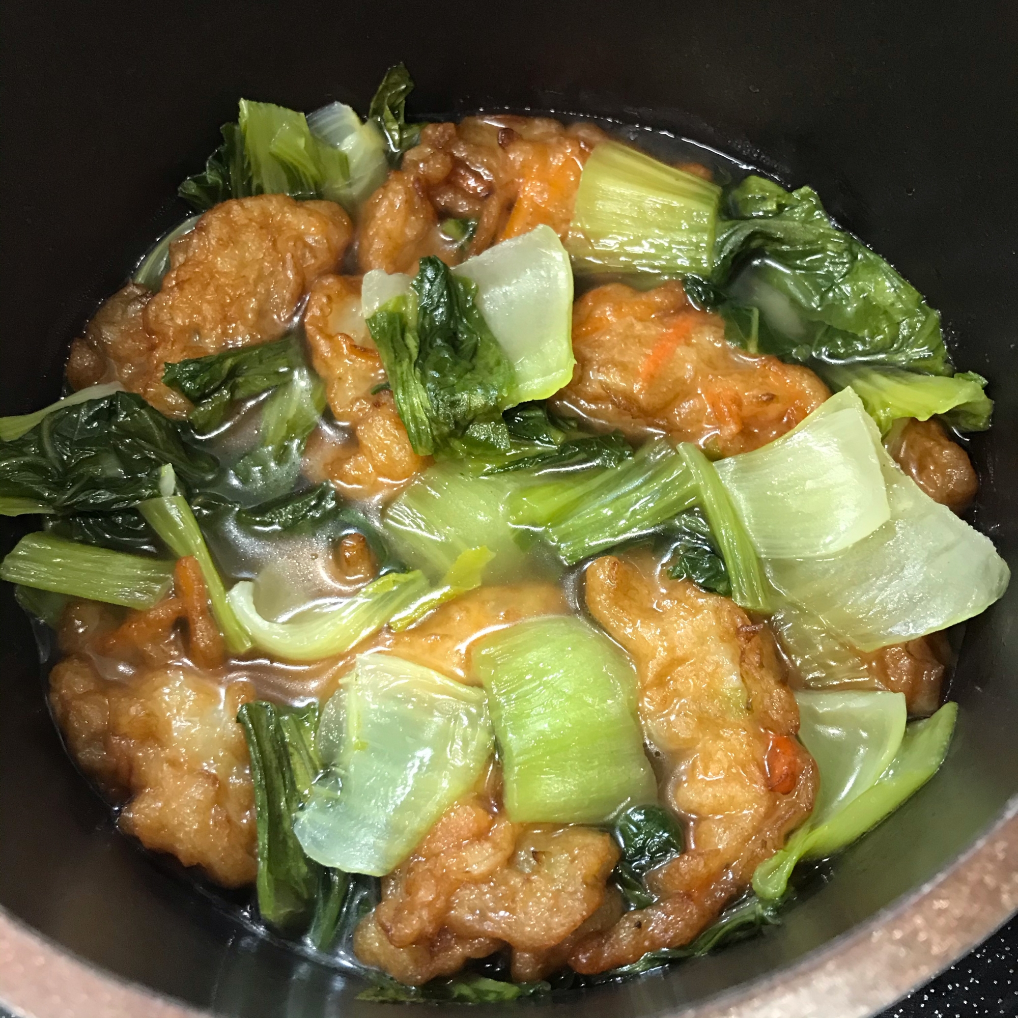小松菜と加賀揚げの煮物