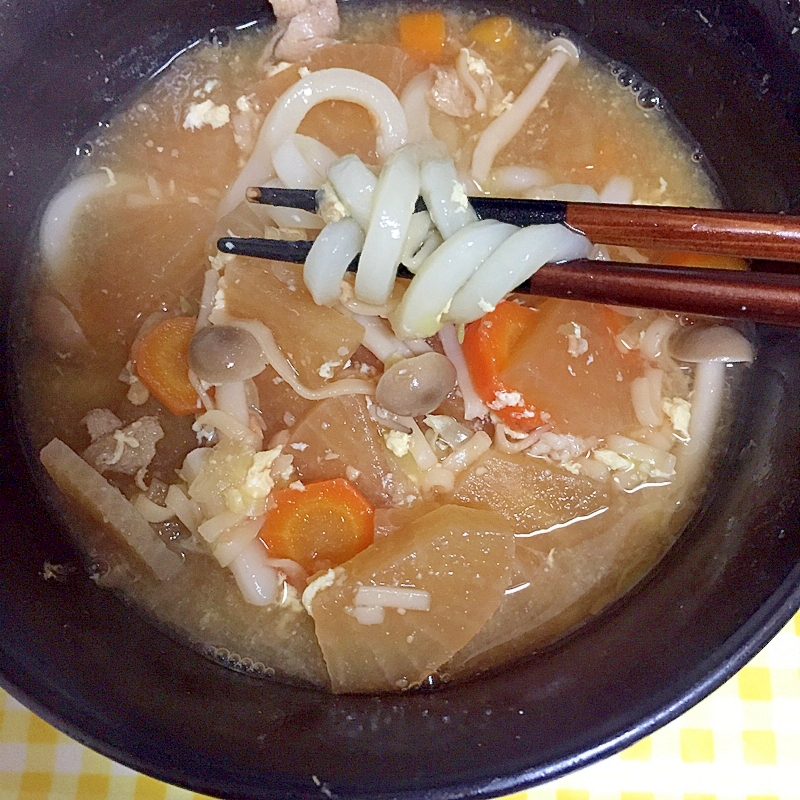 豚汁リメイク！うどん♡