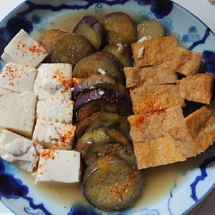 厚揚げ、なす、豆腐の煮物